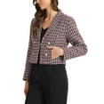 thumbnail image 4 of INSPIRE CHIC Women's Notch Lapel Jacket Office Long Sleeve Casual Blazer Jackets S Red Black, 4 of 5