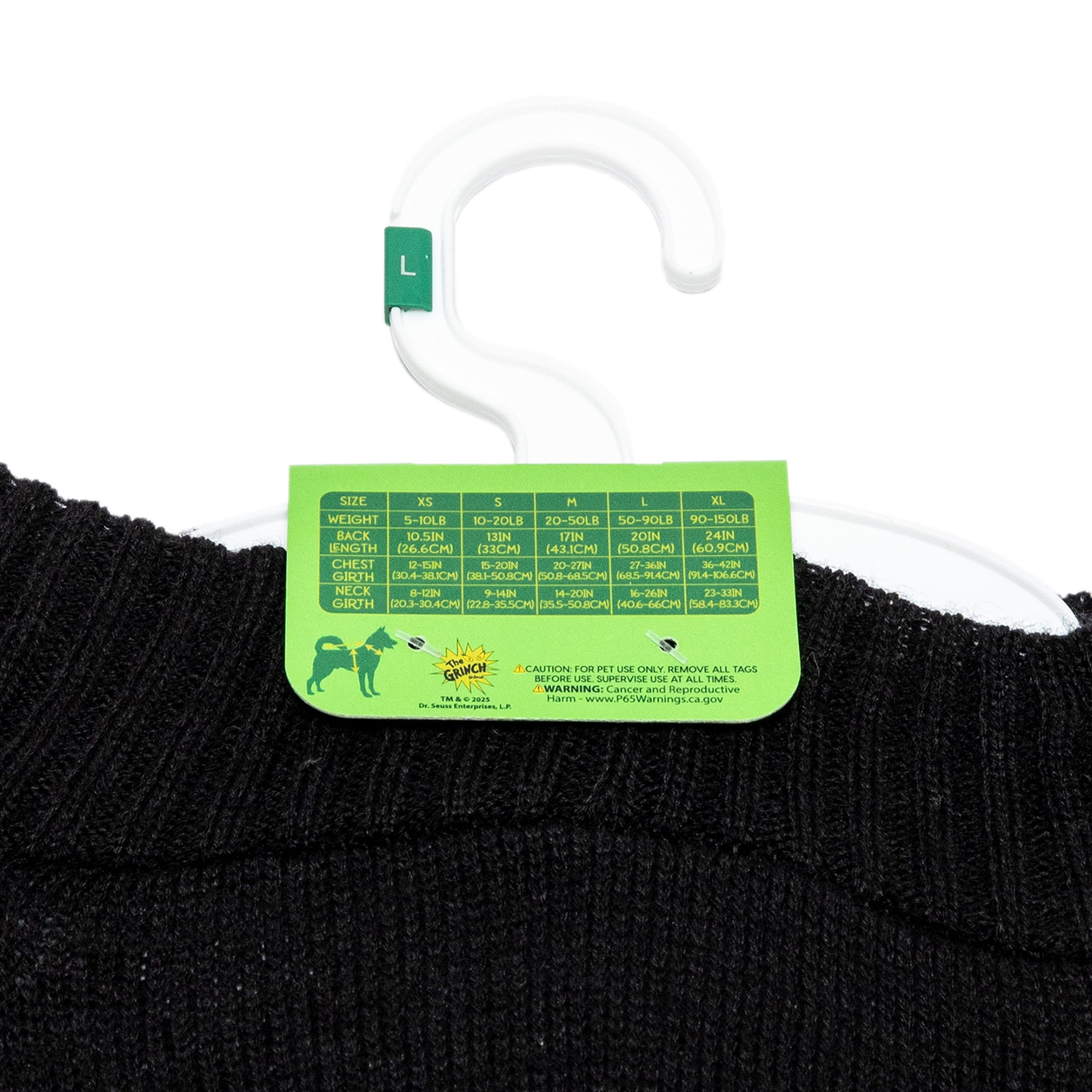 Dr. Seuss' The Grinch! Holiday Pet Sweater for Dogs, Grinch Face, Black, Large
