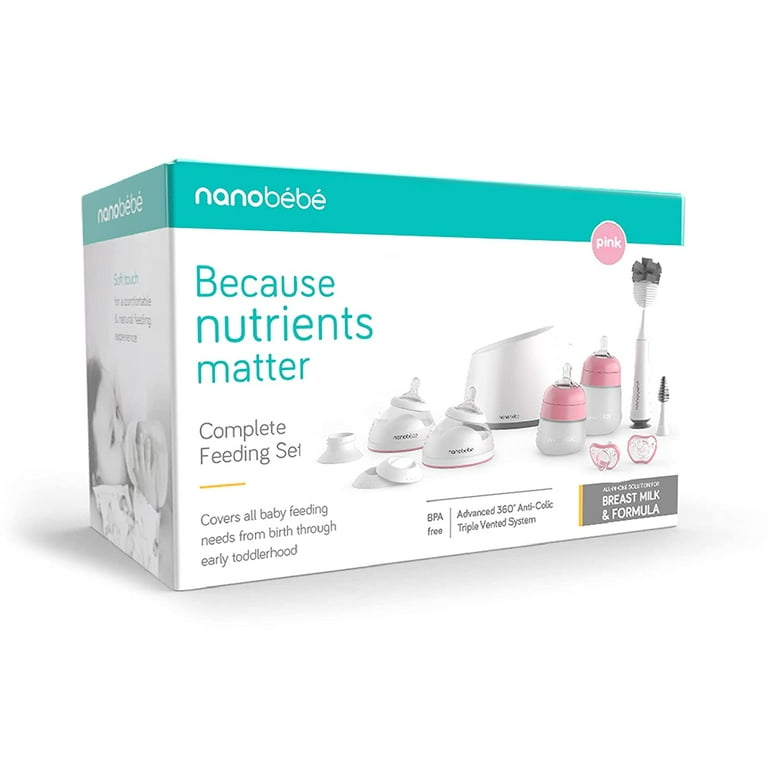 Nanobebe Baby Bottle Complete Starter Set, for Breast Milk and