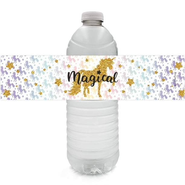magical unicorn party water bottle labels pastel unicorns 24 count distinctivs walmart com