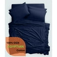 thumbnail image 2 of 1000 Thread Count, 100% Giza Egyptian Cotton Bedding Set, 6-PC Sheets Set, 30 Inch Deep Pocket of Fitted Sheet, Soft Sateen Weave Breathable - Navy Blue, Queen, 2 of 7