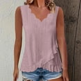 thumbnail image 1 of mfyjkho Camisetas Sin Mangas De Talla Grande, Blusa Informal Holgada Sin Mangas Con Escote En V Y Volantes De Encaje Para Mujer Tops Casuales Para Mujer Xl, 1 of 6