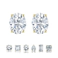 thumbnail image 1 of Pendientes de Botón Solitario JeenMata con Moissanita Ovalada de 1 Quilate Baño de Oro Amarillo de 18 K sobre Plata, 1 of 9