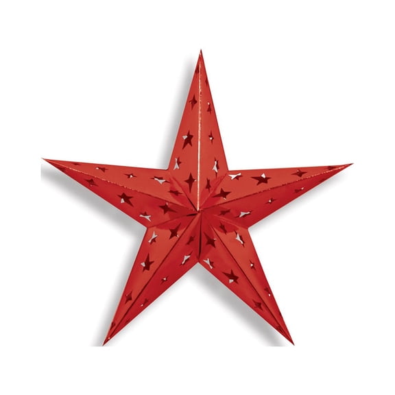 Beistle Club pack of 12 Starry Night Themed Red 3-D Foil Star Cutout Party Decorations 12"