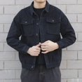 thumbnail image 3 of Abrigo vaquero para hombre, mangas anchas, chaqueta vaquera de otoño, para hombre, azul, holgado, a la moda, talla grande, vintage, entrega rápida, bajo coste a bordo GL, 3 of 5
