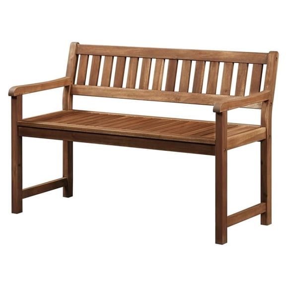 Bowery Hill Teak Brown Patio Bench Rectangular 45" x 20.28" Unassembled