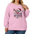 thumbnail image 2 of Women's Plus Size Christmas Printed Sweatshirt, Long Sleeve Casual Pullover Top, SANTA'S FAVORITE HOTMESS Graphic Fashion Hoodie,Pink,4XL, 2 of 5