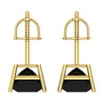 thumbnail image 4 of 3 Ct Princess Cut Studs Black Natural Onyx 14K Yellow Solid Solid Gold Everyday Dainty Earrings Screw Back, 4 of 7