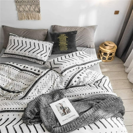 Bohemian Bedding Duvet Cover Set Black Striped Ethnic Boho Printed In White 100 Natural Cotton Walmart Canada