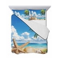 thumbnail image 7 of Beach Blue King Size Down Alternative Comforter, Lightweight Comforter Quilt Bedding Set with Pillow Shams Starfish Palm Tree Shell Sandy Beach All Seasons Bed Comforter Duvet Insert 96"x106", 7 of 7