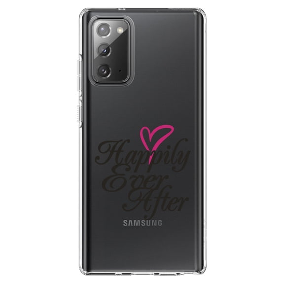 DistinctInk Clear Shockproof Hybrid Case for Galaxy Note 20 ULTRA (6.9" Screen) - TPU Bumper Acrylic Back Tempered Glass Screen Protector - Happily Ever After Heart
