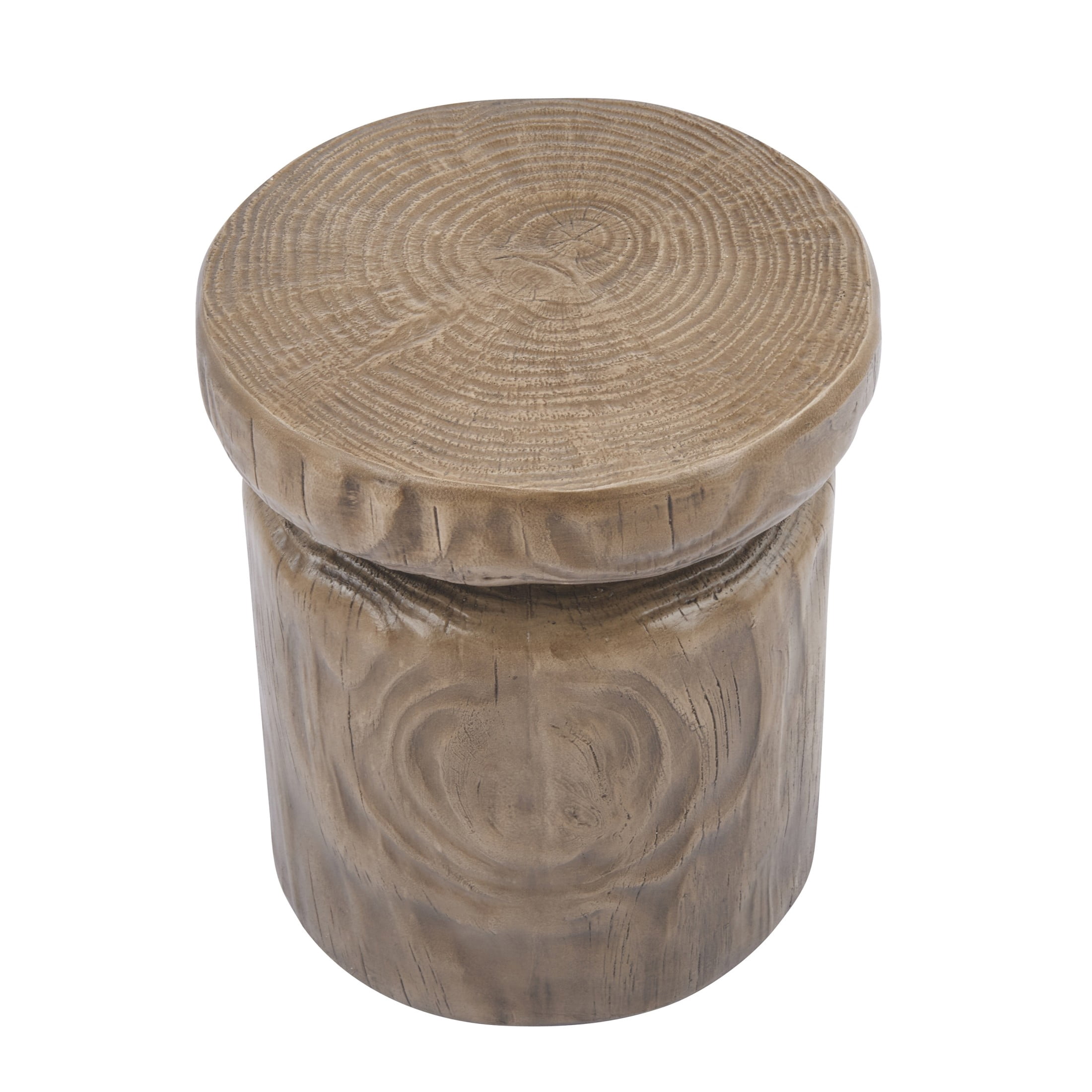Christopher Knight Home Indoor/Outdoor Wood Grain Side Table, MGO Lightweight Concrete Tree-Stump, Brown