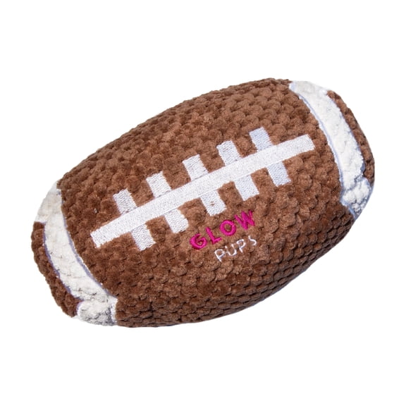 Glow Pups Squeaky Dog Toy Brown Football Shape Large