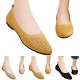 thumbnail image 6 of GHSOHS Womens Shoes White Heels Roman Footwear Casual Shoes for Women Sneakers Fashion Summer Women Flat Pointed Toe Fly Woven Mesh Breathable Upper Slip On Comfort Simple Style Slippers Size 38, 6 of 9