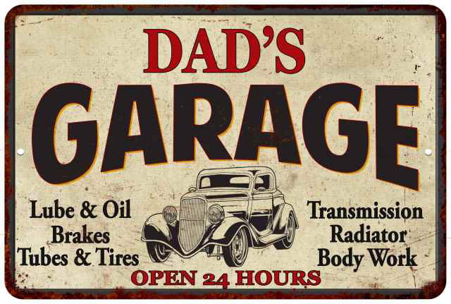 DAD'S GARAGE Tin Metal Sign Wall Bar Garage Shop Classic Made in USA 