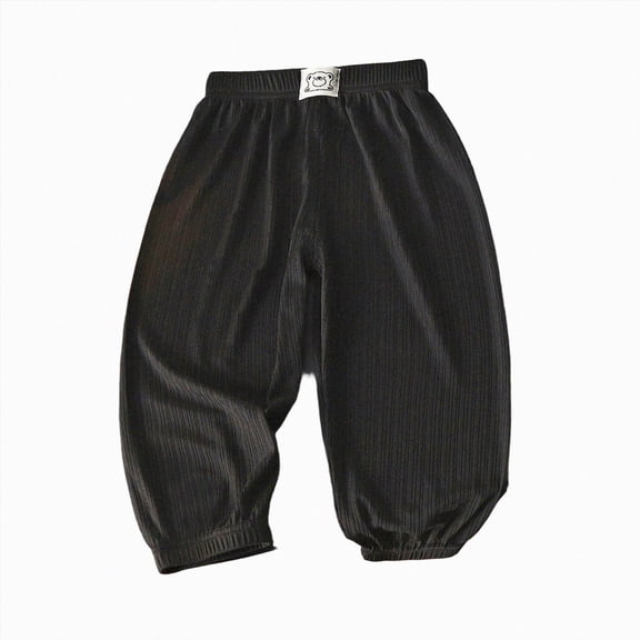 6-7T Toddler Solid Color Lightweight Jogger Pants, Elastic Waist Loose Casual Trousers for 9 12 18 Months 2T 3T 4T 5T 6T 7T 8T Boys Girls Daily Wear,Black
