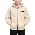 thumbnail image 2 of LIaqionyy Boys Hoodies Jacket Casual Outerwear Kids Lightweight Zip Hooded Cute Coat with Pockets, 2 of 8