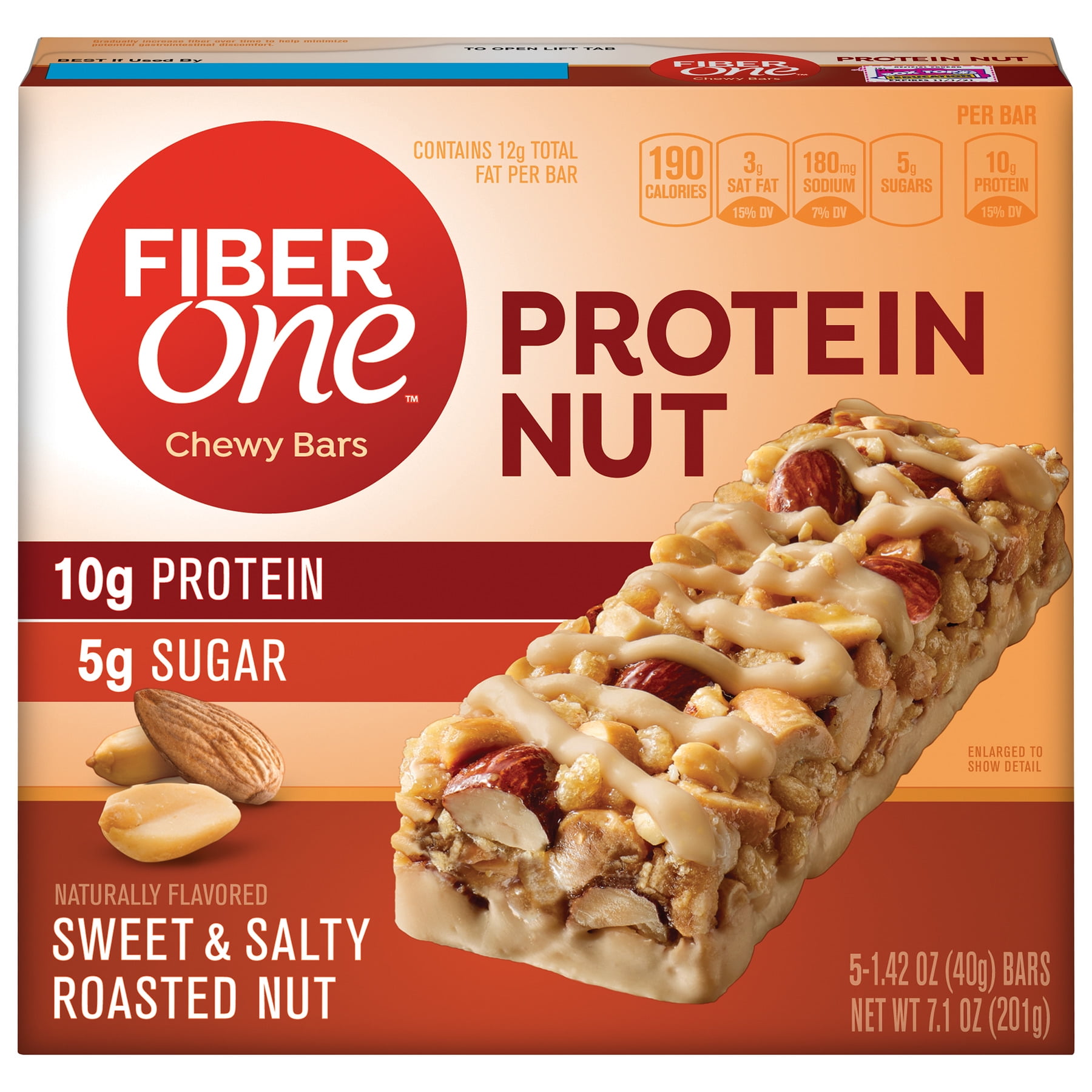 Fiber One Sweet and Salty Roasted Nut Protein Chewy Bars, 7.1 oz