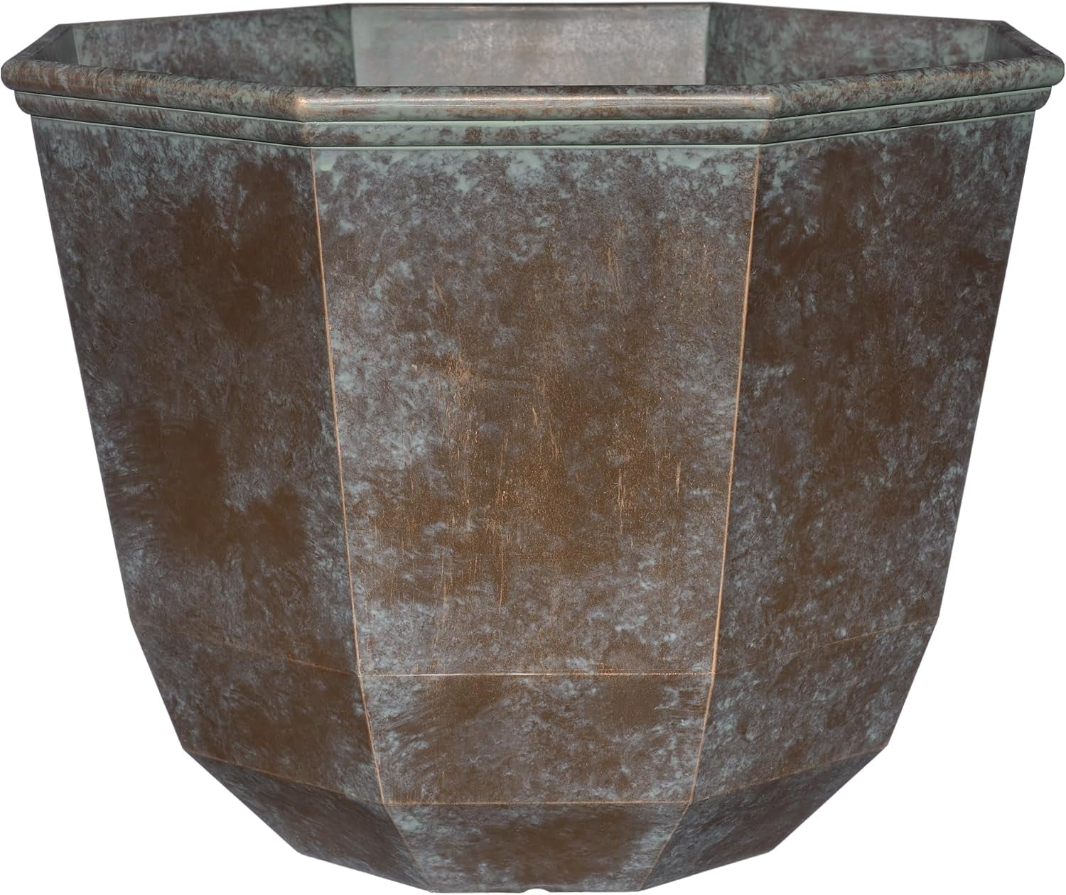 Lightweight Indoor & Outdoor Plant Pots - UV-Resistant Resin Flower Pots - Planters for Flowers & Herbs (15” Weathered Copper)