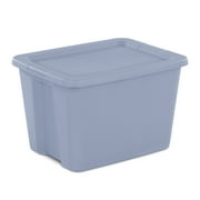 Sterilite Large Storage Bin, 18 Gallon Plastic Storage Container with Snap-On Lid, Light Blue