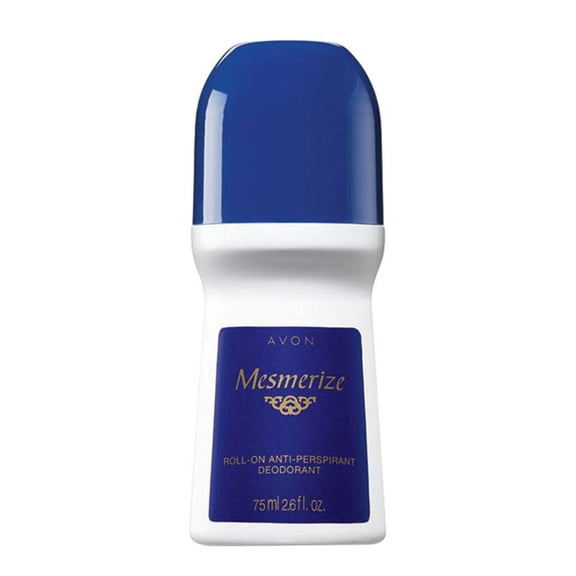 Avon Deodorant Men's Roll-on Mesmerize, Quick-drying, Non-whitening, Anti-stain formula, 24-Hour Odor and Wetness Protection, 2.6oz/75ml