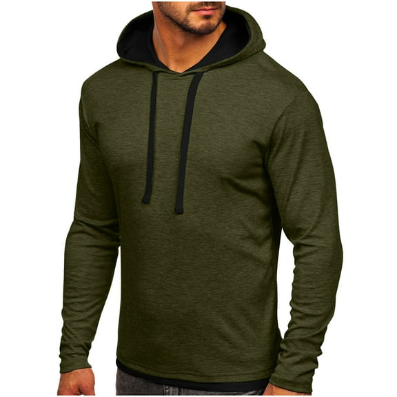 Dwaogom Men's Hooded Sweatshirts Long Sleeve Casual Pullover Hoodie Knit Sweatshirt