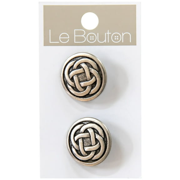Le Bouton Antique Silver 1 1/2" Celtic Knot Shank Buttons, 2 Pieces