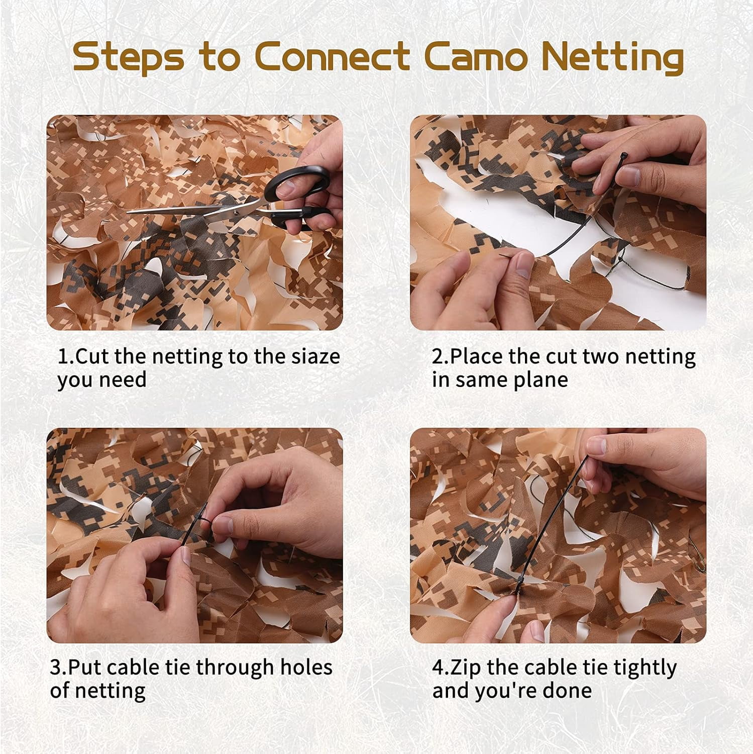 Sposuit Camo Netting - Camouflage Net 10x20 20x20 10x10 5x10 5x20, Military Camo Netting for Hunting Bulk Roll, Camo Tarp Sunshade Net for Party Decorations, Sunshade, Camping Ghillie Netting