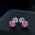 thumbnail image 3 of Gem Stone King 10K White Gold Stud Earrings for Women Men Pink Round Moissanite (1.60 Cttw), 3 of 3
