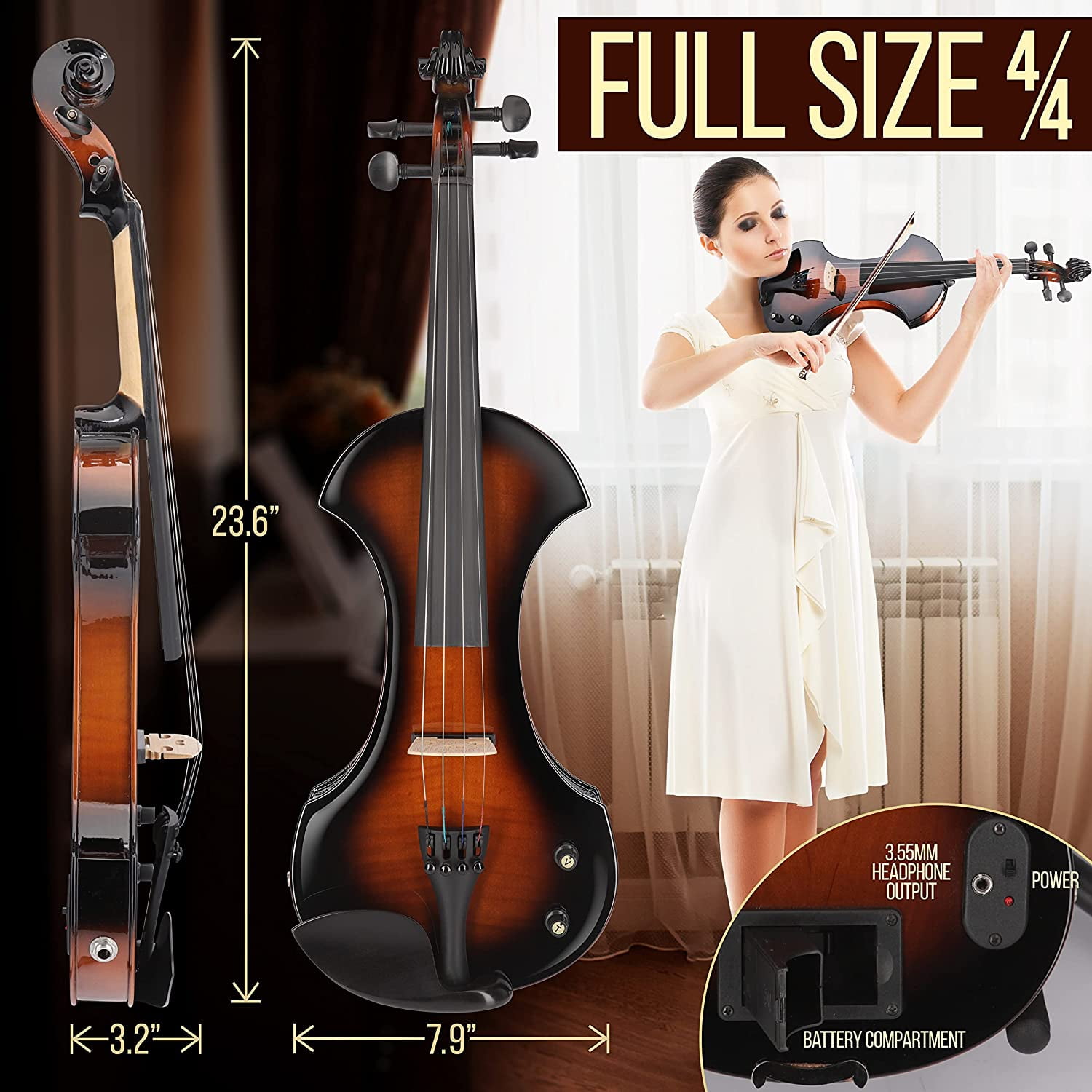 Pyle Full Size Electric Violin and Amplifier Kit