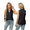 thumbnail image 3 of Womens Summer Sleeveless Silk Satin V Neck Business Casual Tank Tops black XXL, 3 of 7