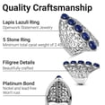 thumbnail image 4 of Shop LC Platinum Plated 5 Stone Lapis Lazuli Ring for Women Openwork Statement Jewelry Birthday Gifts Size 10, 4 of 6