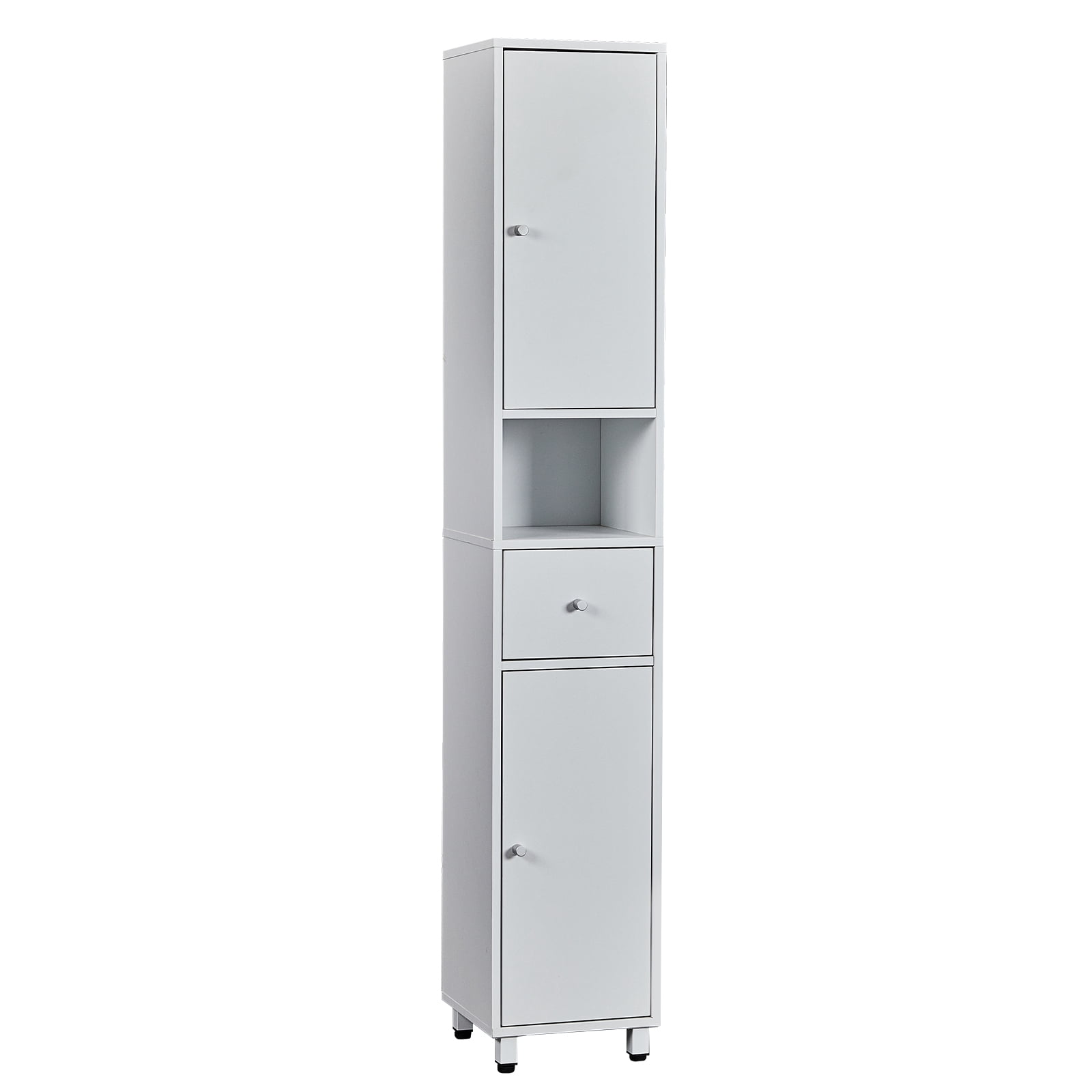 Ktaxon Bathroom Storage Cabinet Narrow Tall, Freestanding Cabinet Storage Tower with 2 Door 1 Drawer, White