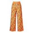 thumbnail image 4 of DHFJKG Womens Halloween Pajamas Pants Pumpkin Print Wide Leg Drawstring Waist Palazzo Loungewear Pants, 4 of 5