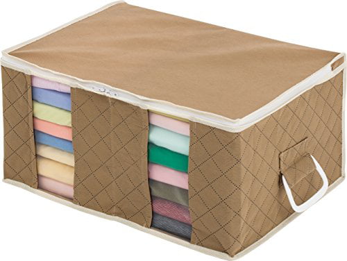 1Storage Bamboo Charcoal Fiber Clothing Organizer Bags Brown 3 Piece Set 