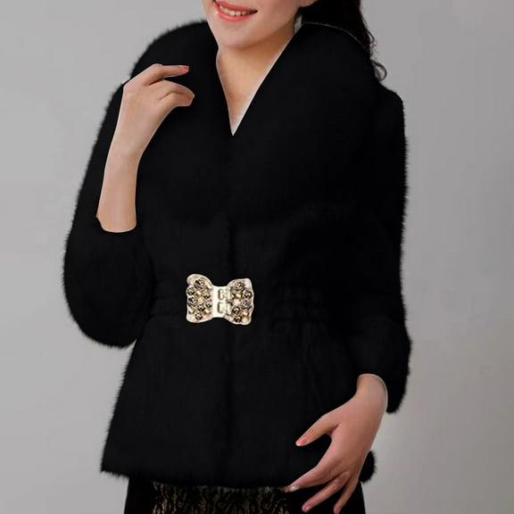 jtjvou Winter Faux Fur Coat for Women Open Front Cardigan Plus Size Fuzzy Warm Jacket Outerwear Oversized Casual Overcoat Beige L