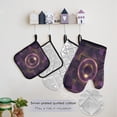 thumbnail image 5 of 5 Pcs Kitchen Set Heat Resistant Oven Mitts and Non-Slip Pot Holders with Adjustable Cooking Apron Abstract Violet Geometric, 5 of 6