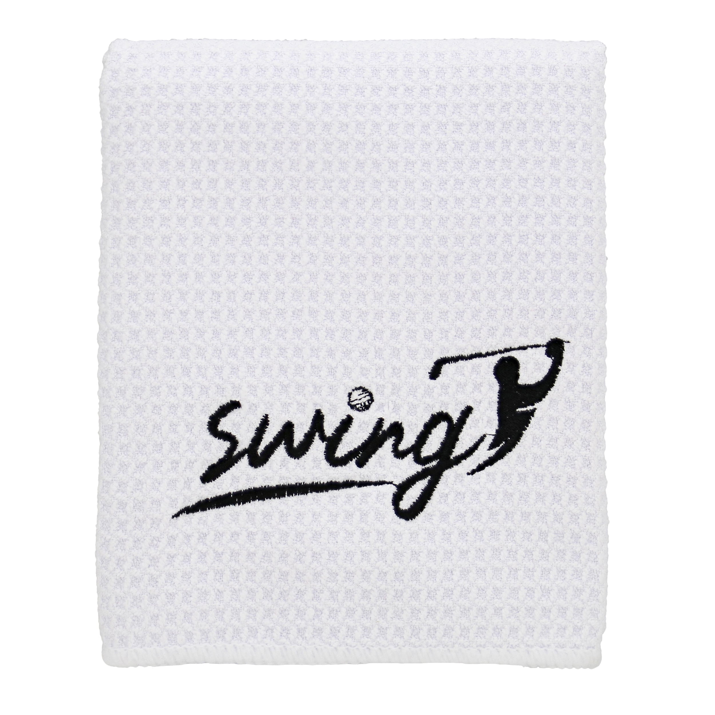 Swing Sports Golf Towel With Clip White Waffle Tri Fold