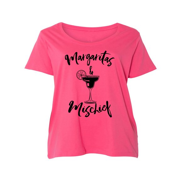 Margaritas & Mischief Womens Plus Size Scoopneck Tee