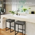thumbnail image 3 of Dycanpo 24" Saddle Counter Height Bar Stools Set of 3, Modern Faux Leather, for Kitchen, Gray, 3 of 7