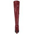 thumbnail image 2 of Unique Bargains Women's Platform Chunky Heel Over Knee High Boots Burgundy (Size 6), 2 of 7