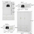 Hitow Wardrobe Armoire Closet with 4 Drawers and Clothing Rod for