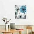 thumbnail image 3 of JEUXUS  Blue Dandelion Wall Art Grey Abstract Flower Canvas Artwork, 3 of 5