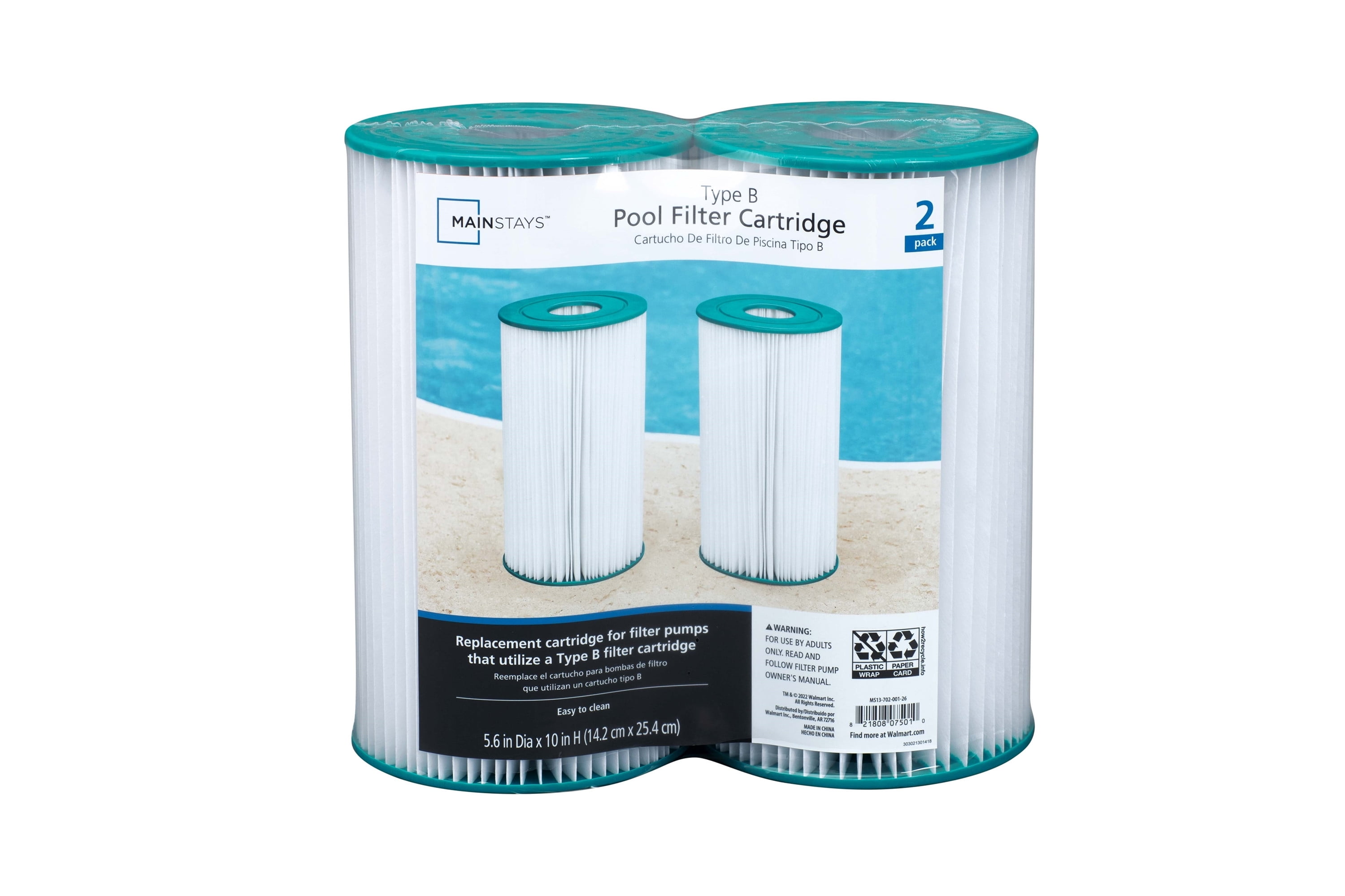 Mainstays Type IV, B Pool Filter Cartridge for Above-Ground Pool, 2 Pack