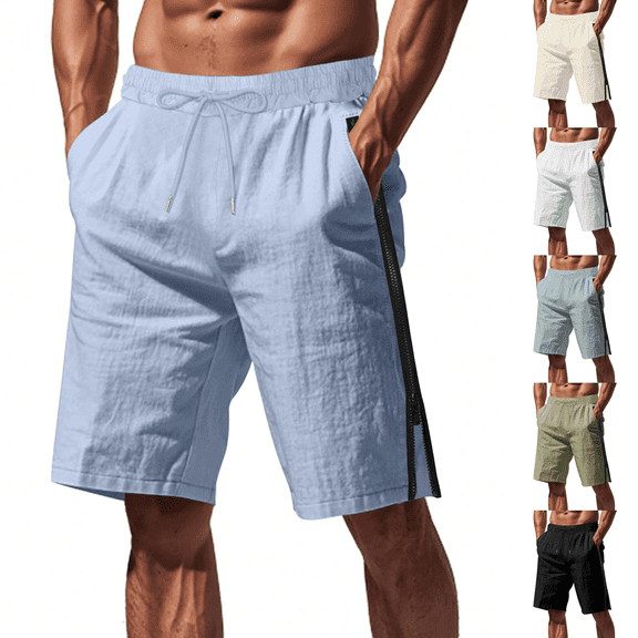 Aueoeo Men's Hip-Hop Fashion Drawstring Waist Fitness Sports Shorts with Pockets,Black,L