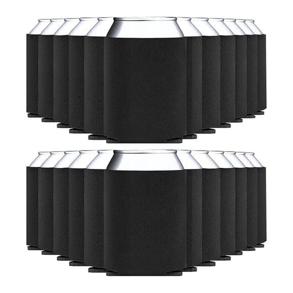 25Pcs Blank Beer Can Cooler Sleeves, Fold Foam Insulated Can Sleeves for 12oz 16oz Soda, Beer Water Bottles Black