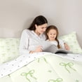 thumbnail image 4 of Erosebridal Green Bow Star Queen Comforter Set for Girls, Kawaii Bow-tie Bedding Comforter Set for Kids Teens, Reversible, 3-Piece, 4 of 6