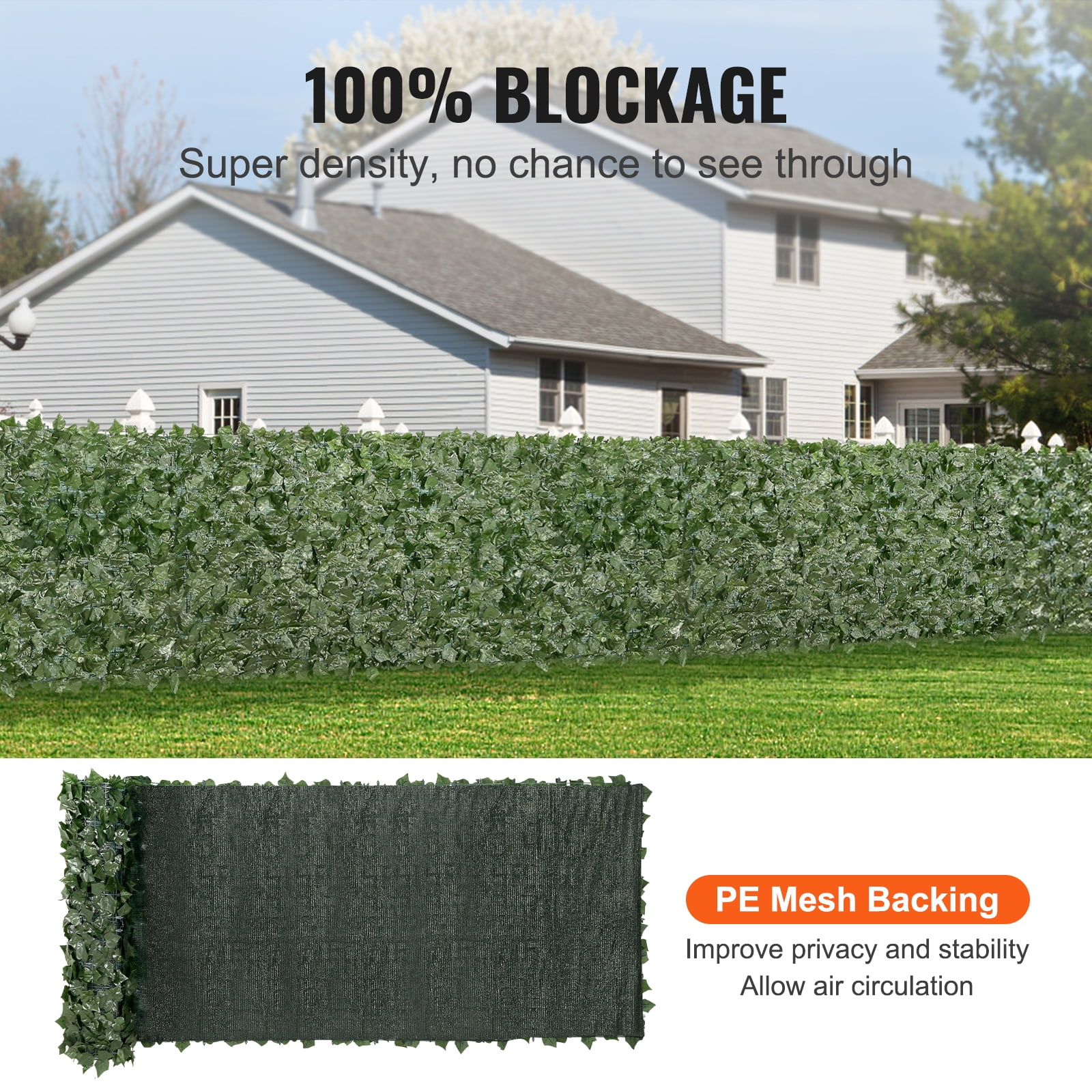 KFFKFF 39"x158" Artificial Faux Ivy Leaf Fence Screen with Mesh Cloth Backing