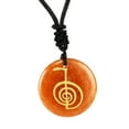thumbnail image 3 of Colgante de collar redondo de 30 mm de diámetro, Reiki Cho KU Rei, joyería duradera. Naranja, 3 of 8