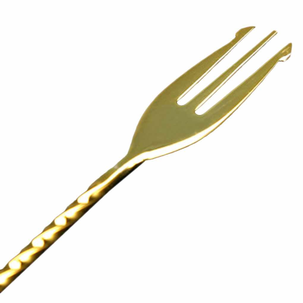 omkuwlQ Stainless Steel Bar Double-Headed Cocktail Twisted Mixing Stirring Spoon Fork Spiral Pattern Long Swizzle Stick